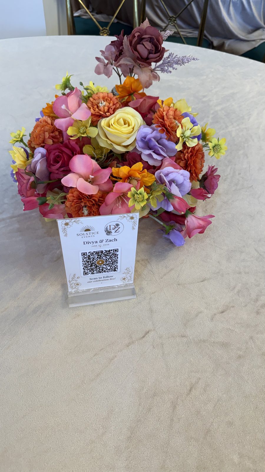 Colorful floral table centerpiece