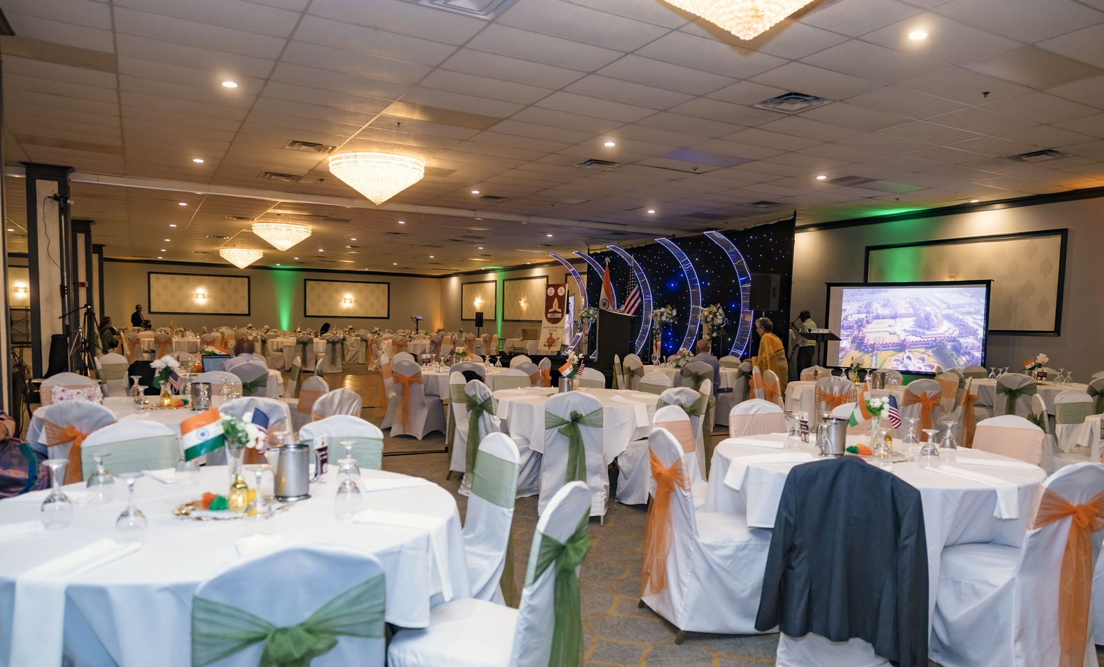 Ballroom set for a corporate gala